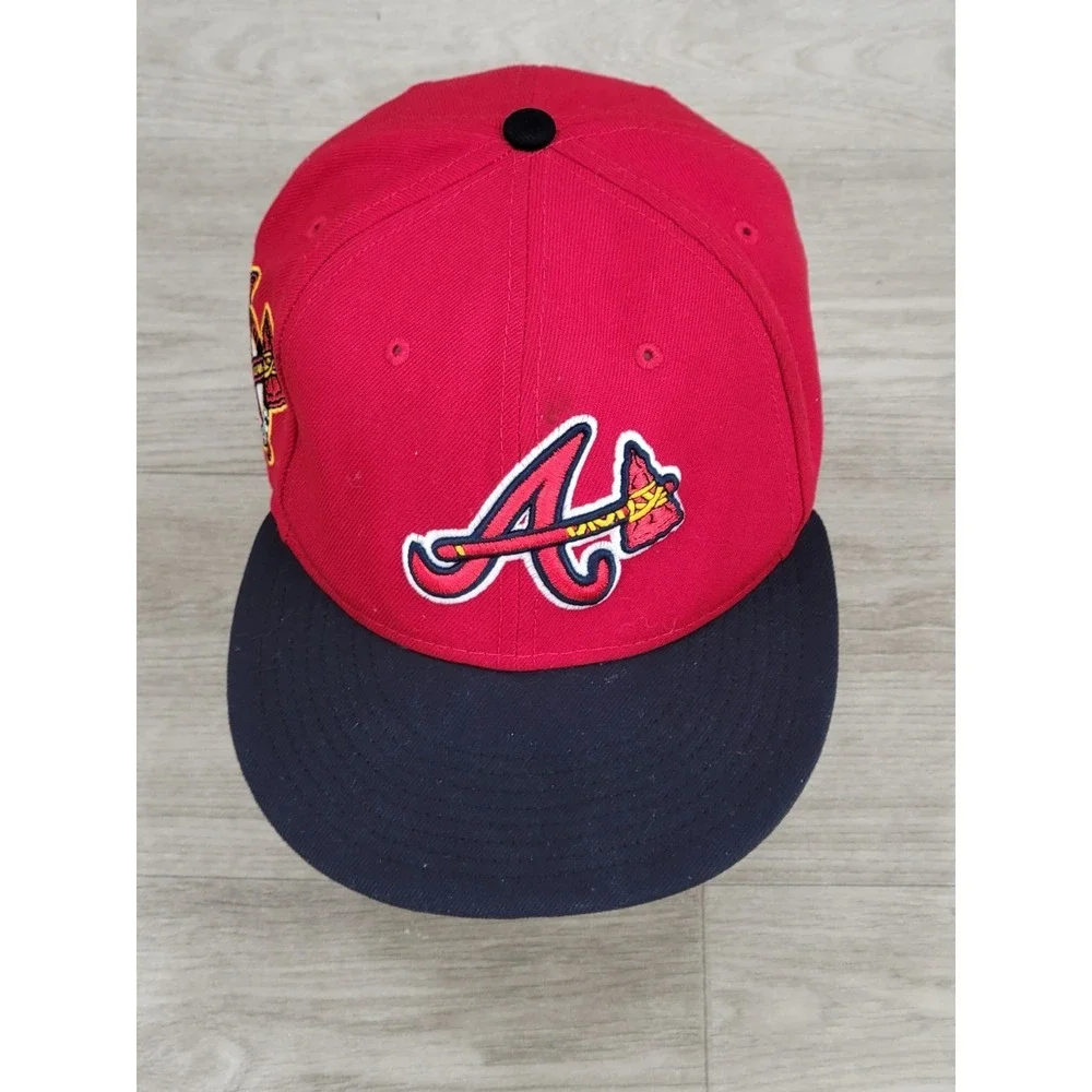 New Era MLB Atlanta Braves Baseball Snapback Hat Cap Red Navy Youth One Size